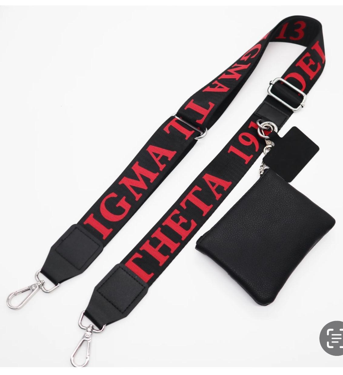 Delta Sigma Theta purse strap and phone holder