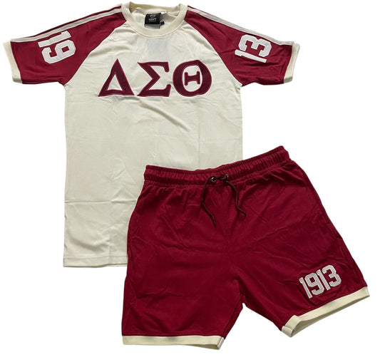 Delta Sigma Theta crimson and cream short set