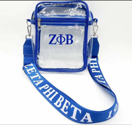 Clear Zeta Phi Beta Purse with Adjustable Strap